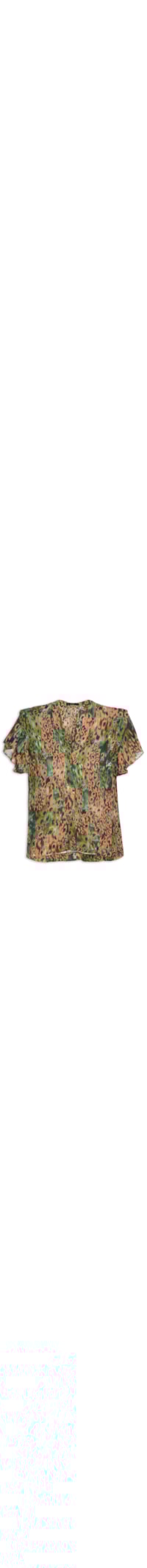 Blusa Feminina De Manga Curta Onça Camuflada - Verde