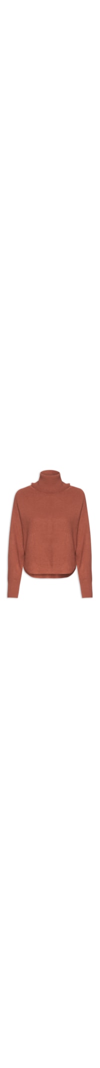 Blusa Feminina de Manga Longa e Gola Alta em Tricot - Vermelho