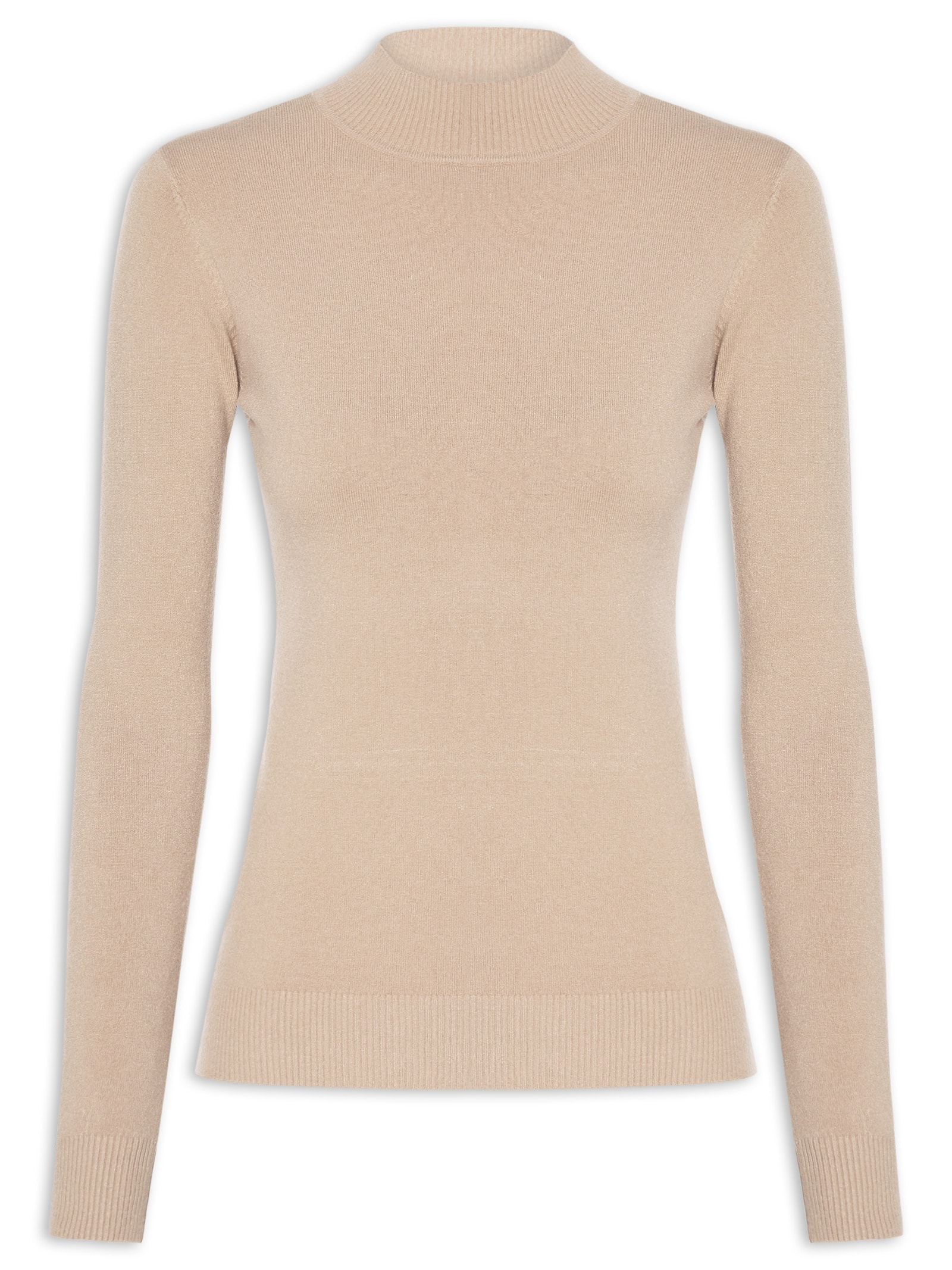 Blusa Feminina De Manga Longa Em Tricot Bege Market 33