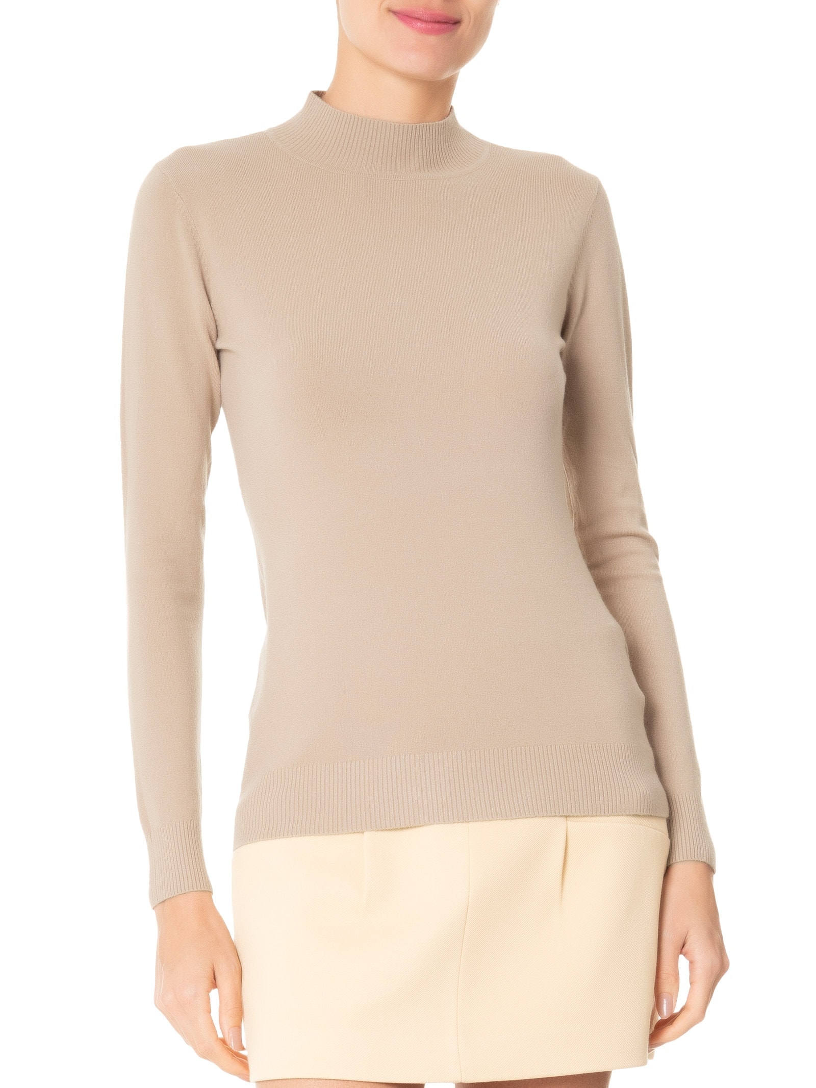 Blusa Feminina De Manga Longa Em Tricot Bege Market 33