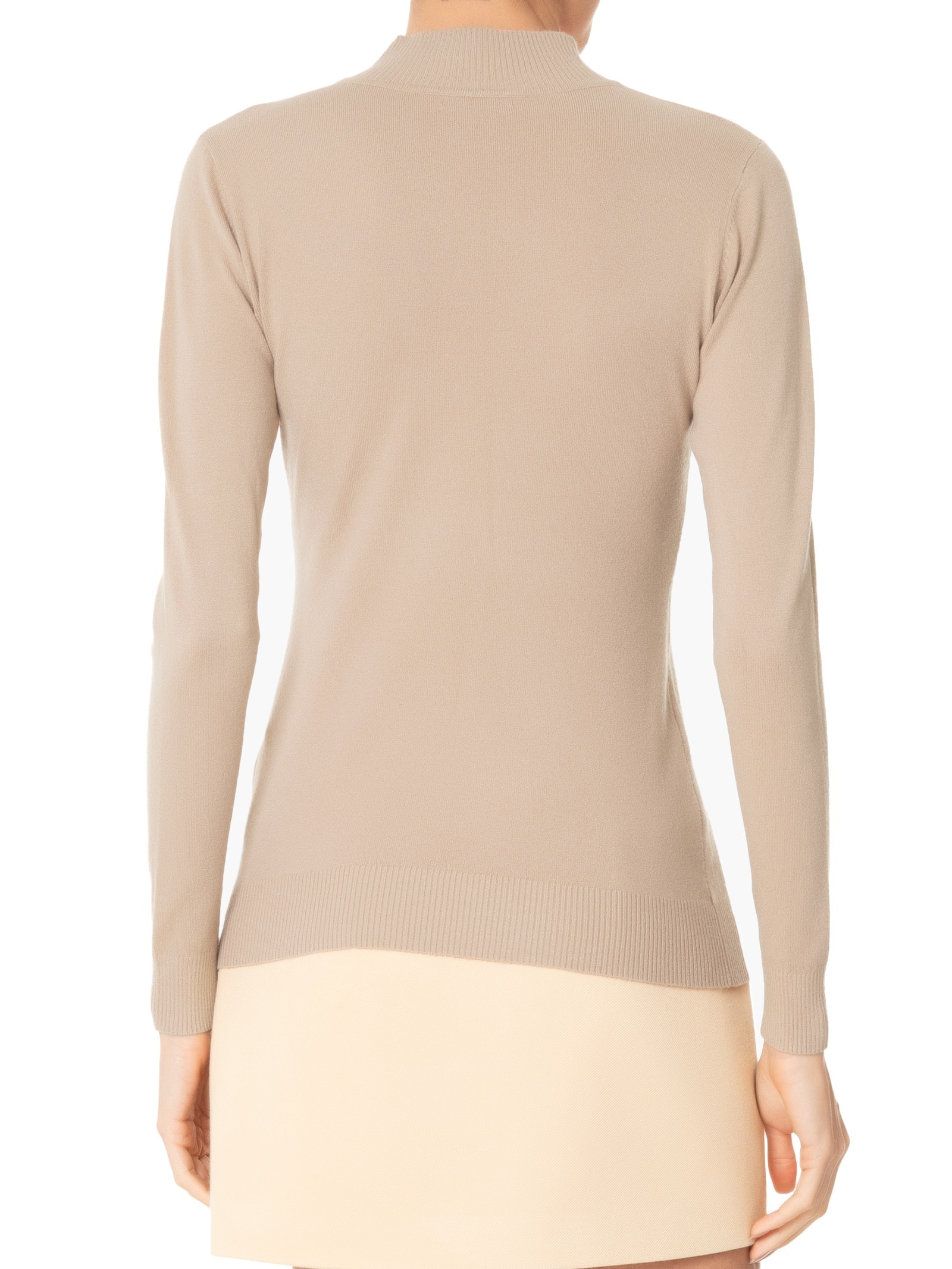 Blusa Feminina De Manga Longa Em Tricot Bege Market 33