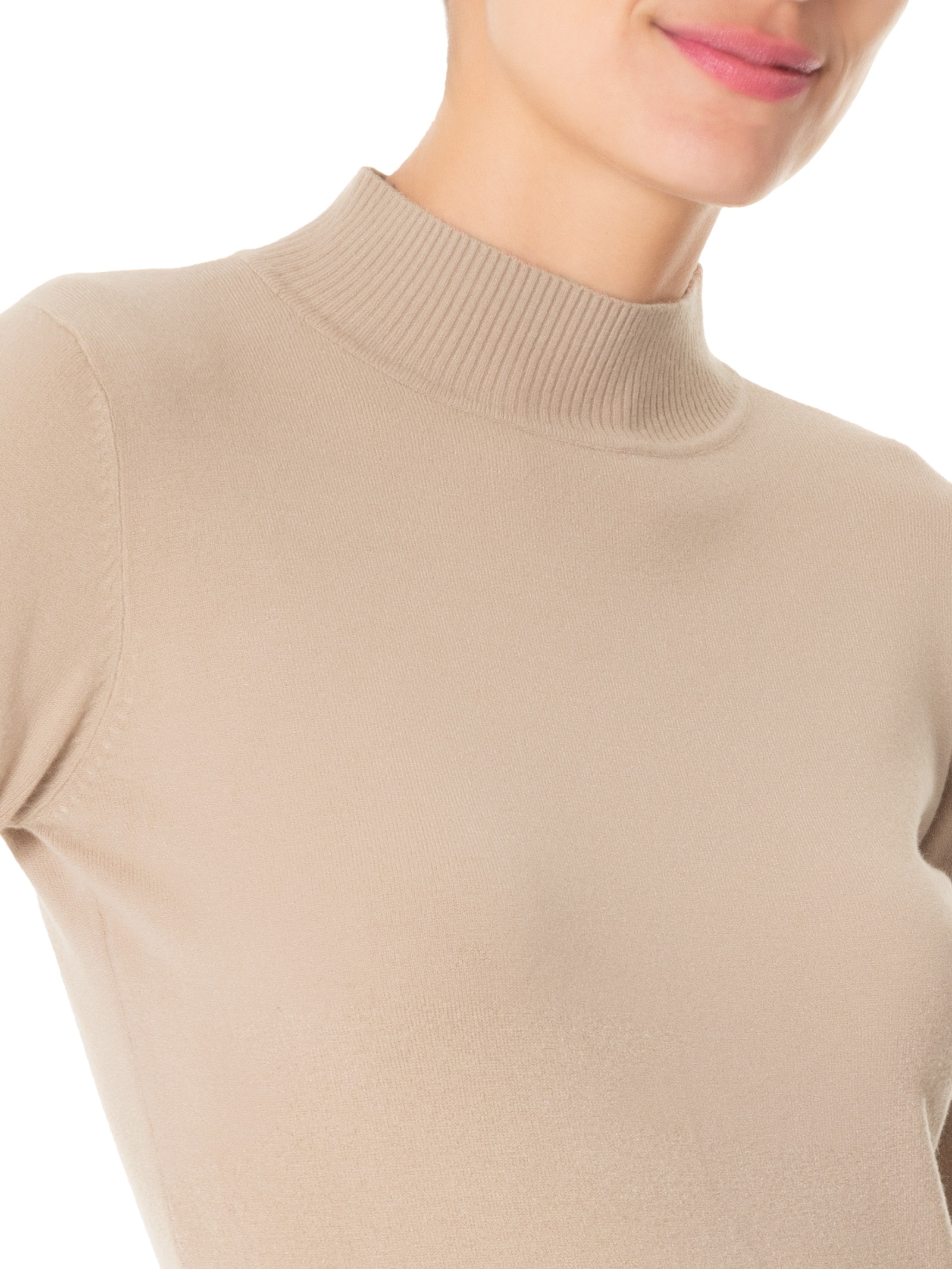 Blusa Feminina De Manga Longa Em Tricot Bege Market 33