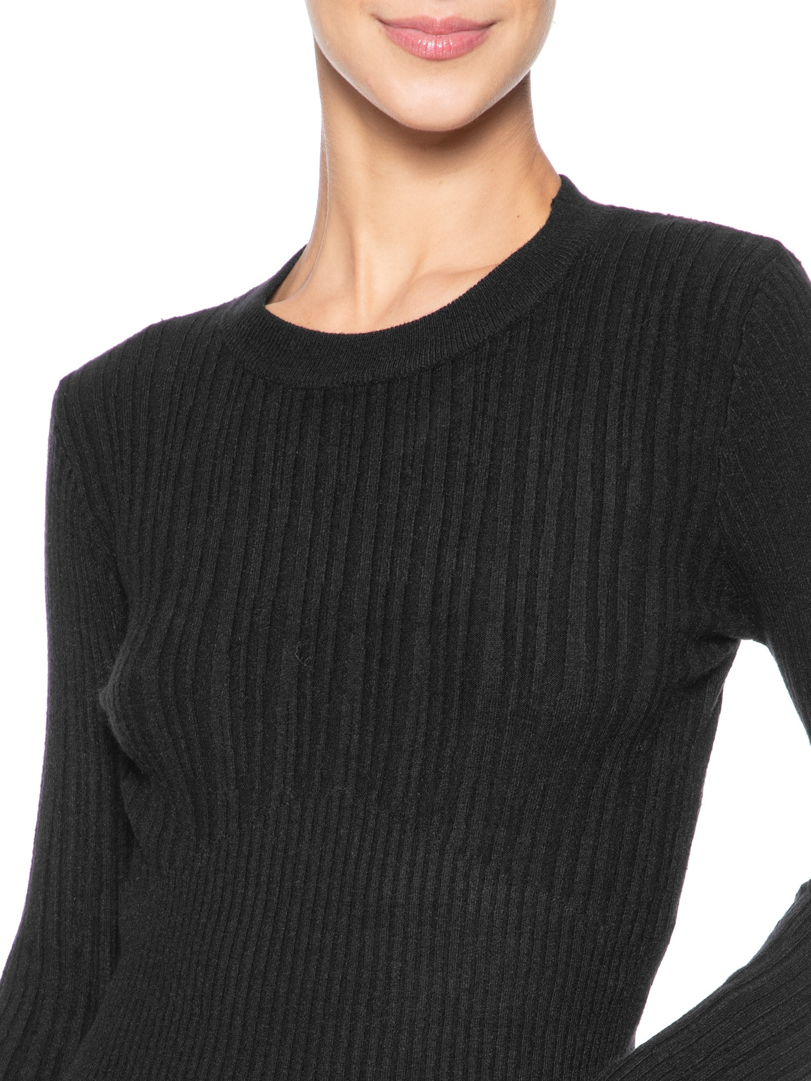 Blusa Feminina de Manga Longa em Tricot Preto Market 33