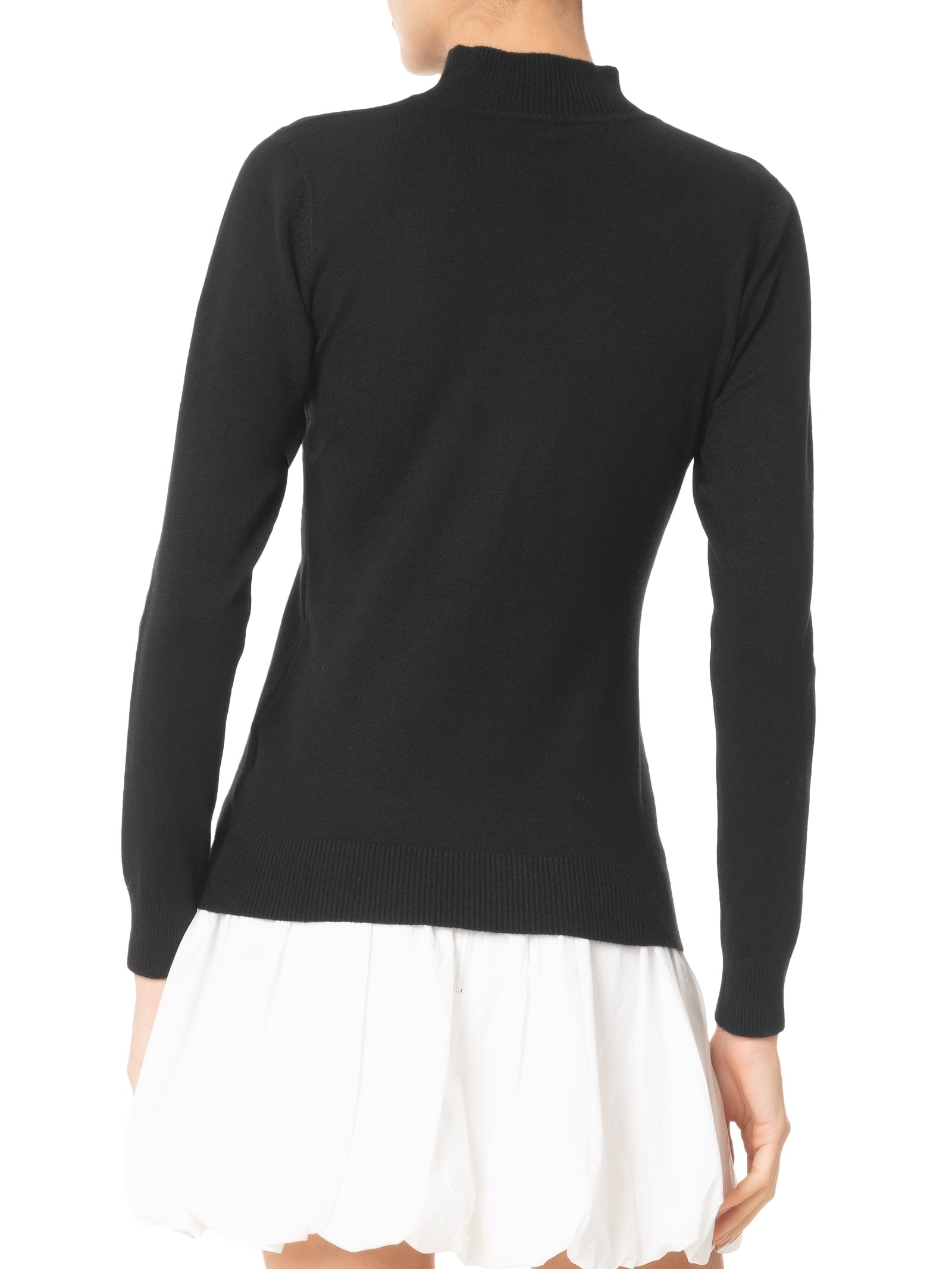 Blusa Feminina De Manga Longa Em Tricot Preto Market 33