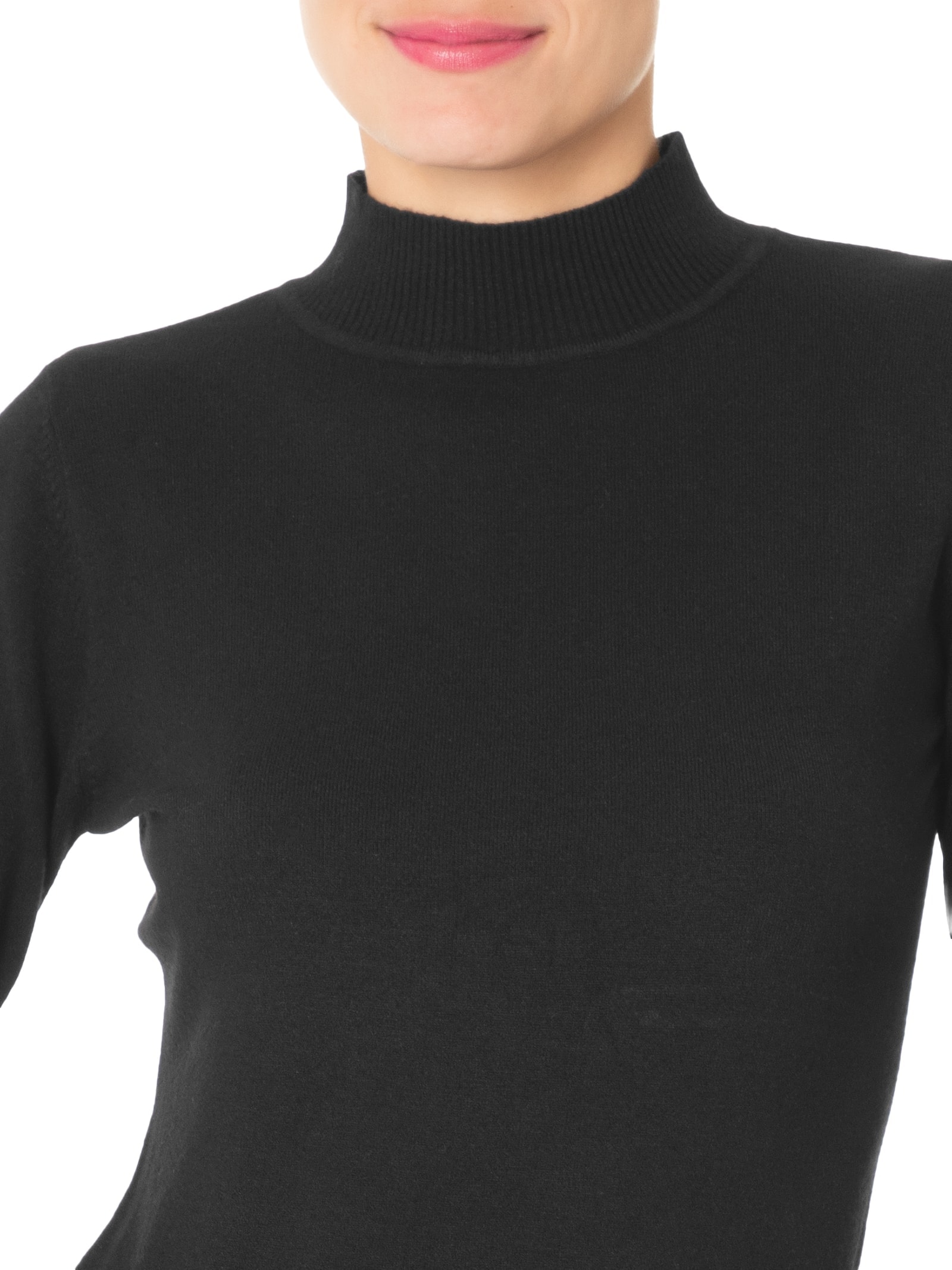 Blusa Feminina De Manga Longa Em Tricot Preto Market 33