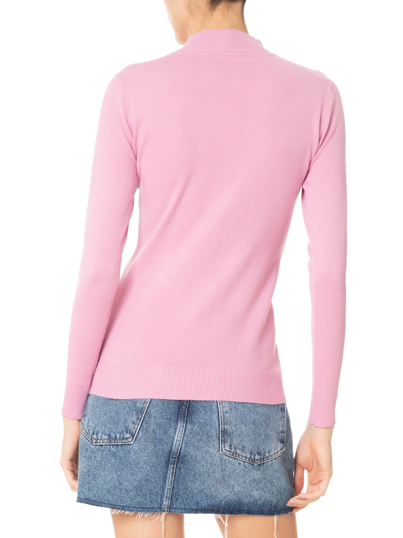 Blusa Feminina De Manga Longa Em Tricot Rosa Market 33