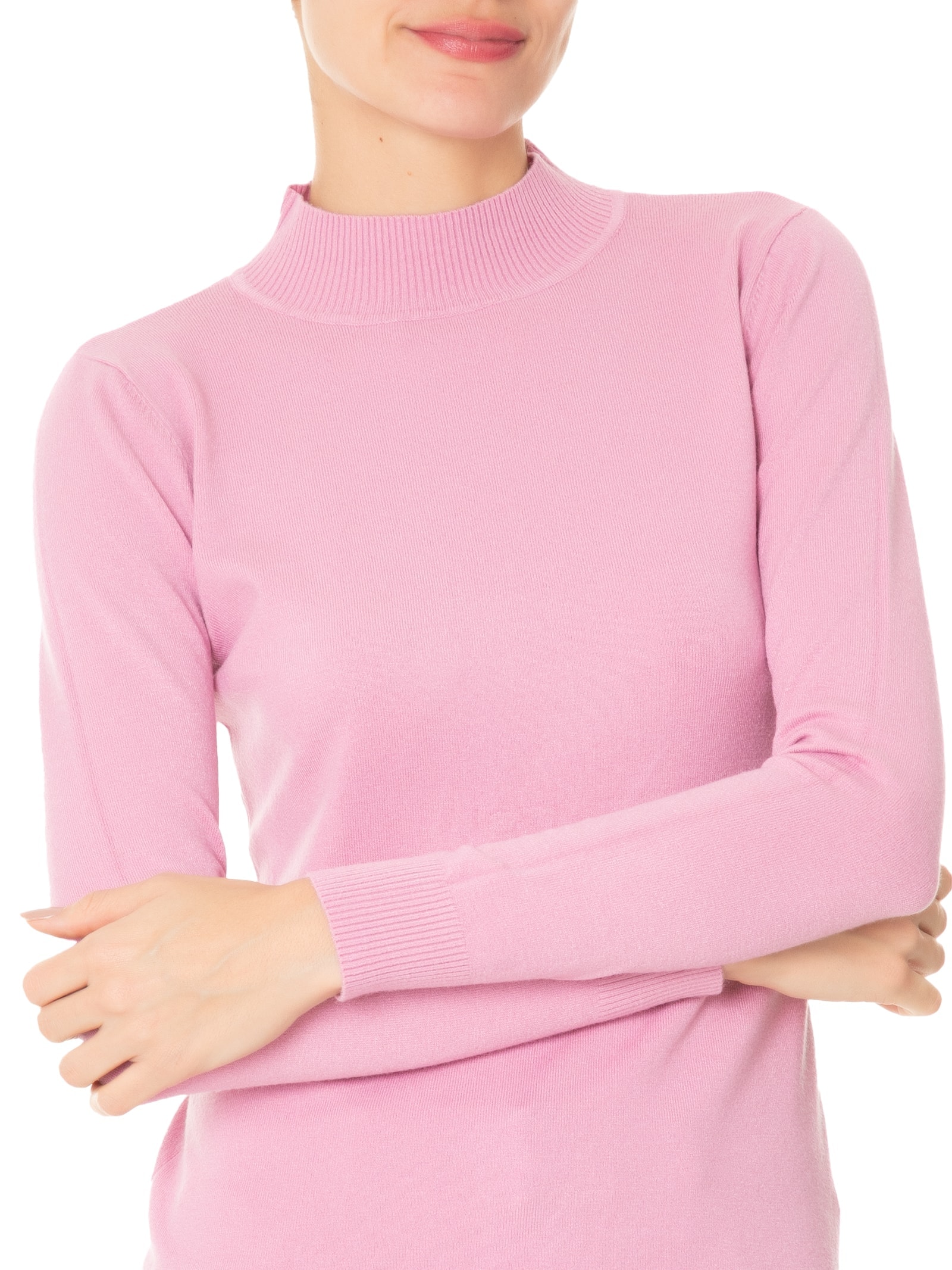 Blusa Feminina De Manga Longa Em Tricot Rosa Market 33