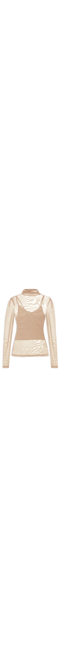 Blusa Feminina De Manga Longa Em Tule - Bege
