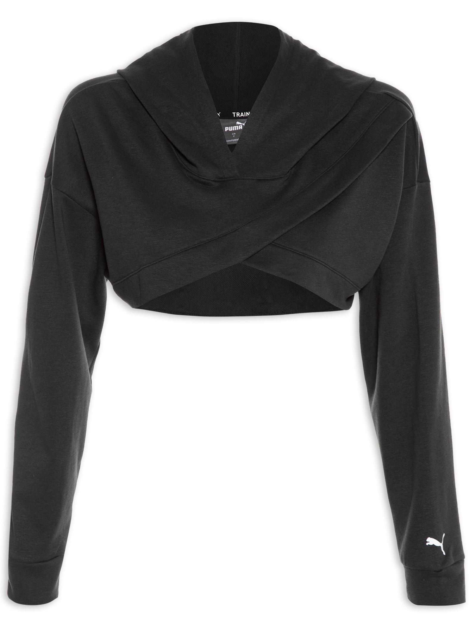 Blusa Feminina De Moletom Fit Move Cropped Preto Puma