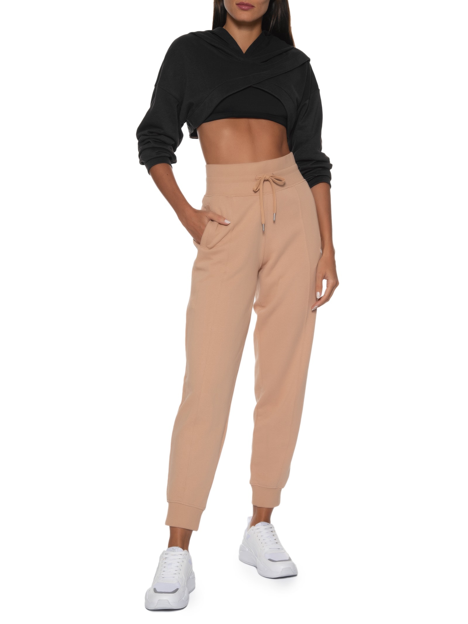 Blusa Feminina De Moletom Fit Move Cropped Preto Puma