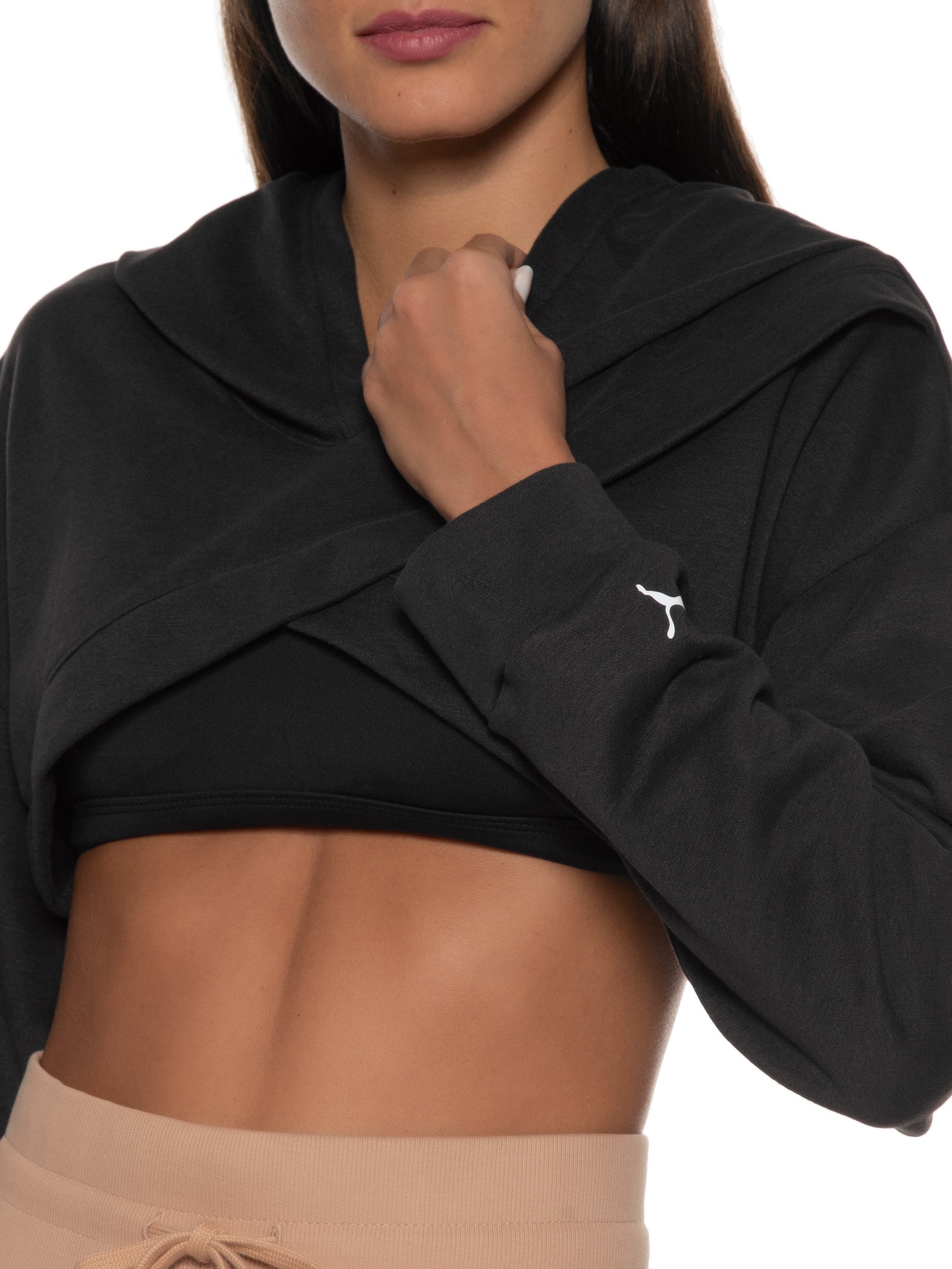 Blusa Feminina De Moletom Fit Move Cropped Preto Puma