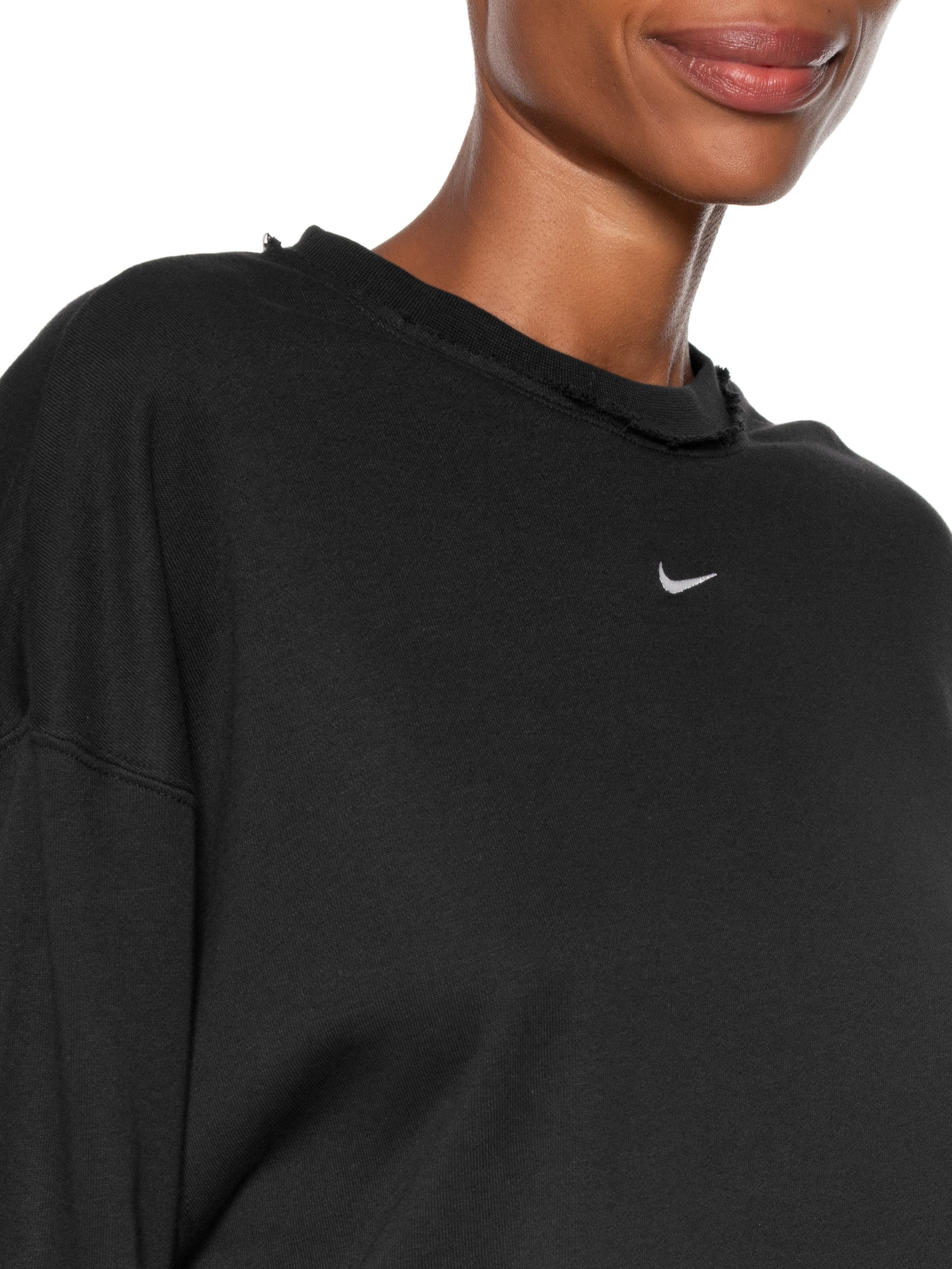 Blusa Feminina De Moletom W NSW NK Chill FT Crew Preto Nike