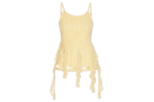 Blusa Feminina de Renda com Babados - Amarelo