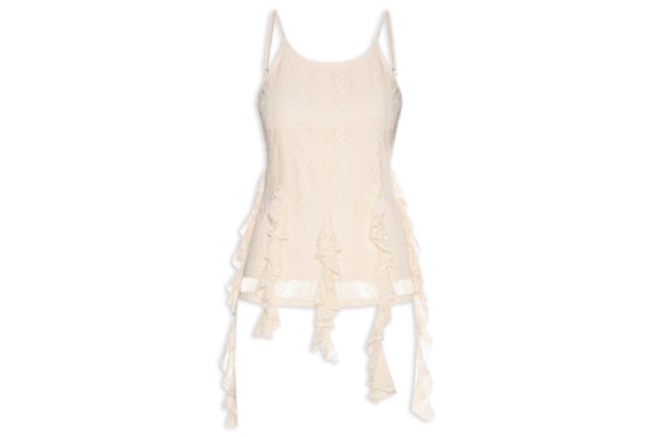 Blusa Feminina de Renda com Babados - Bege