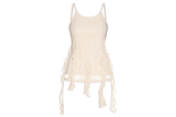 Blusa Feminina de Renda com Babados - Bege