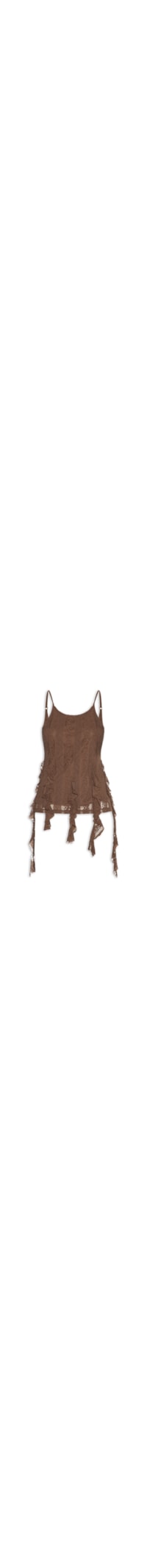 Blusa Feminina de Renda com Babados - Marrom