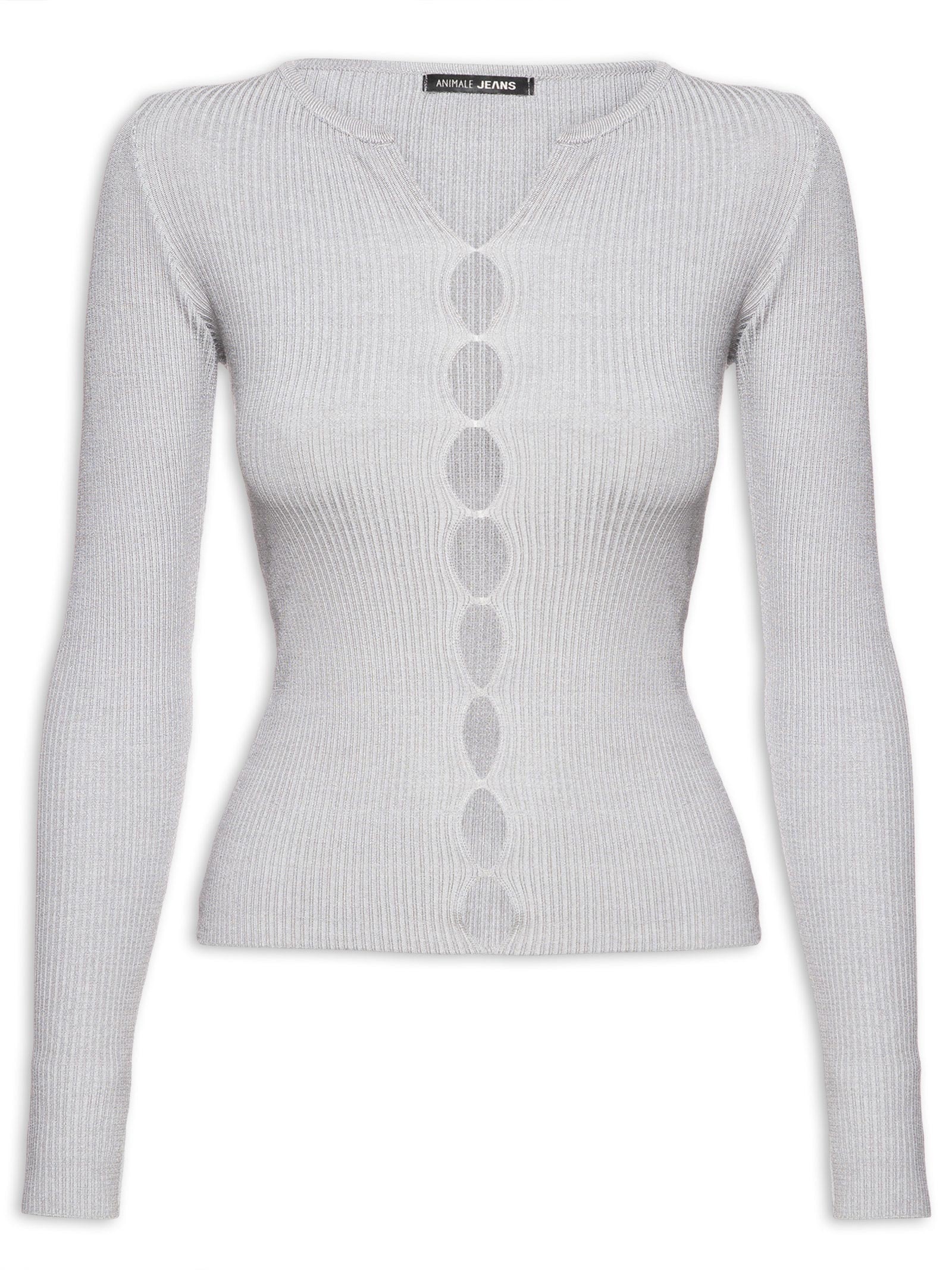 Blusa Feminina De Tricot Aberturas Frente Cinza  Animale Jeans