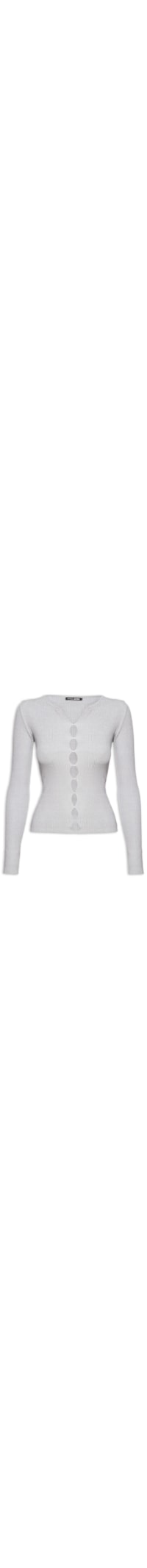 Blusa Feminina De Tricot Aberturas Frente - Cinza