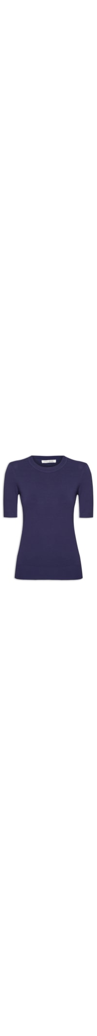 Blusa Feminina De Tricot Básica Decote Redondo - Azul