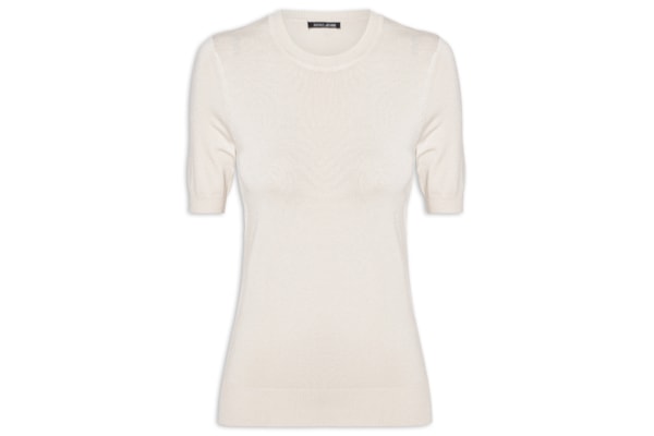 Blusa Feminina De Tricot Básica Decote Redondo - Bege