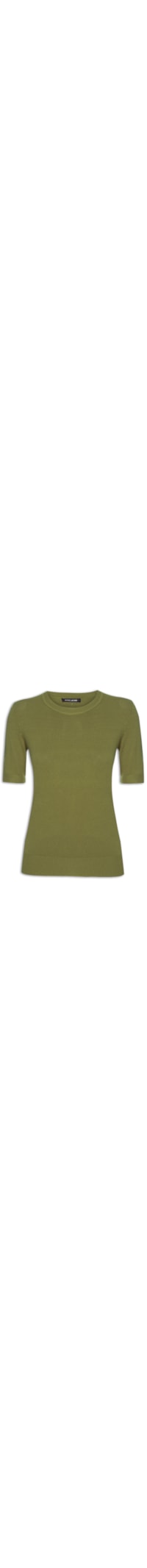 Blusa Feminina De Tricot Básica Decote Redondo - Verde