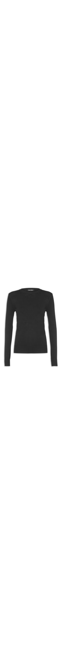 Blusa Feminina De Tricot Básica Manga Longa - Preto