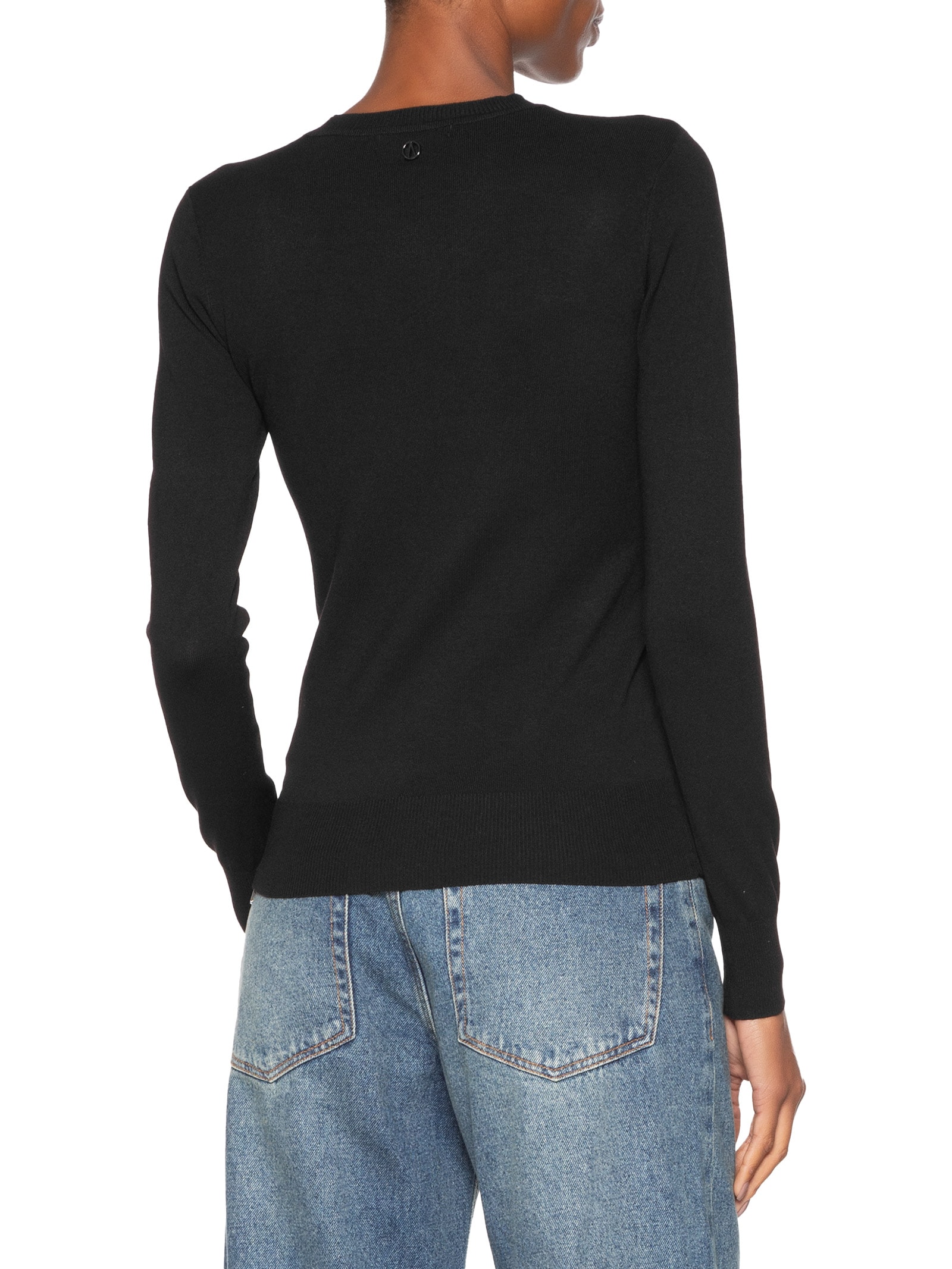 Blusa Feminina De Tricot Básica Manga Longa Preto Animale Jeans