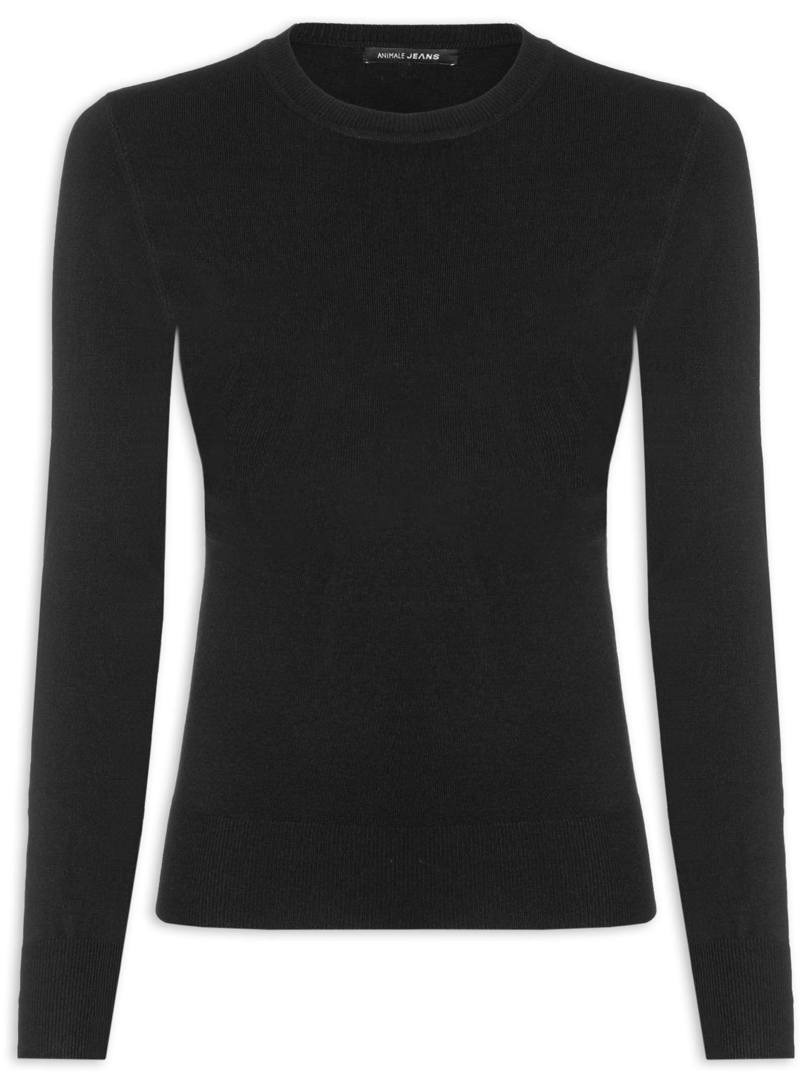 Blusa Feminina De Tricot Básica Manga Longa Preto Animale Jeans