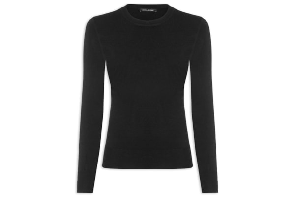 Blusa Feminina De Tricot Básica Manga Longa - Preto
