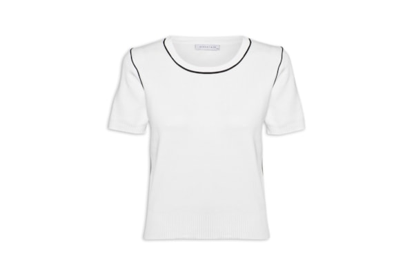Blusa Feminina De Tricot Bicolor - Branco