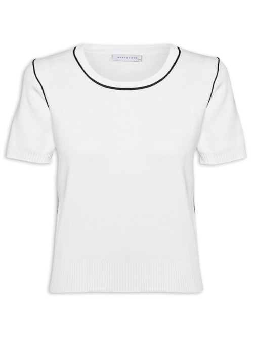 Blusa Feminina De Tricot Bicolor - Branco