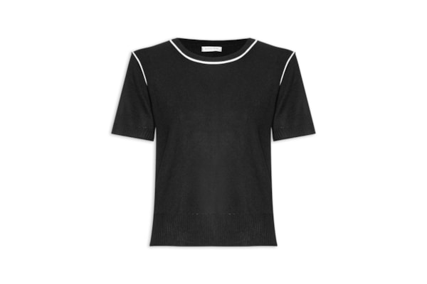 Blusa Feminina De Tricot Bicolor - Preto