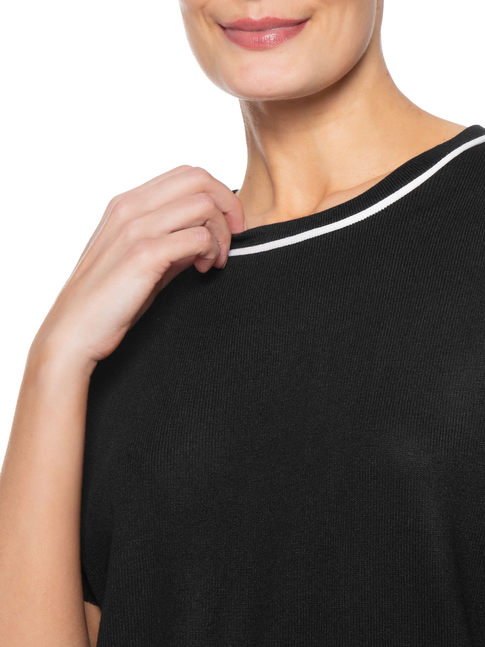 Blusa Feminina De Tricot Bicolor Preto Market 33