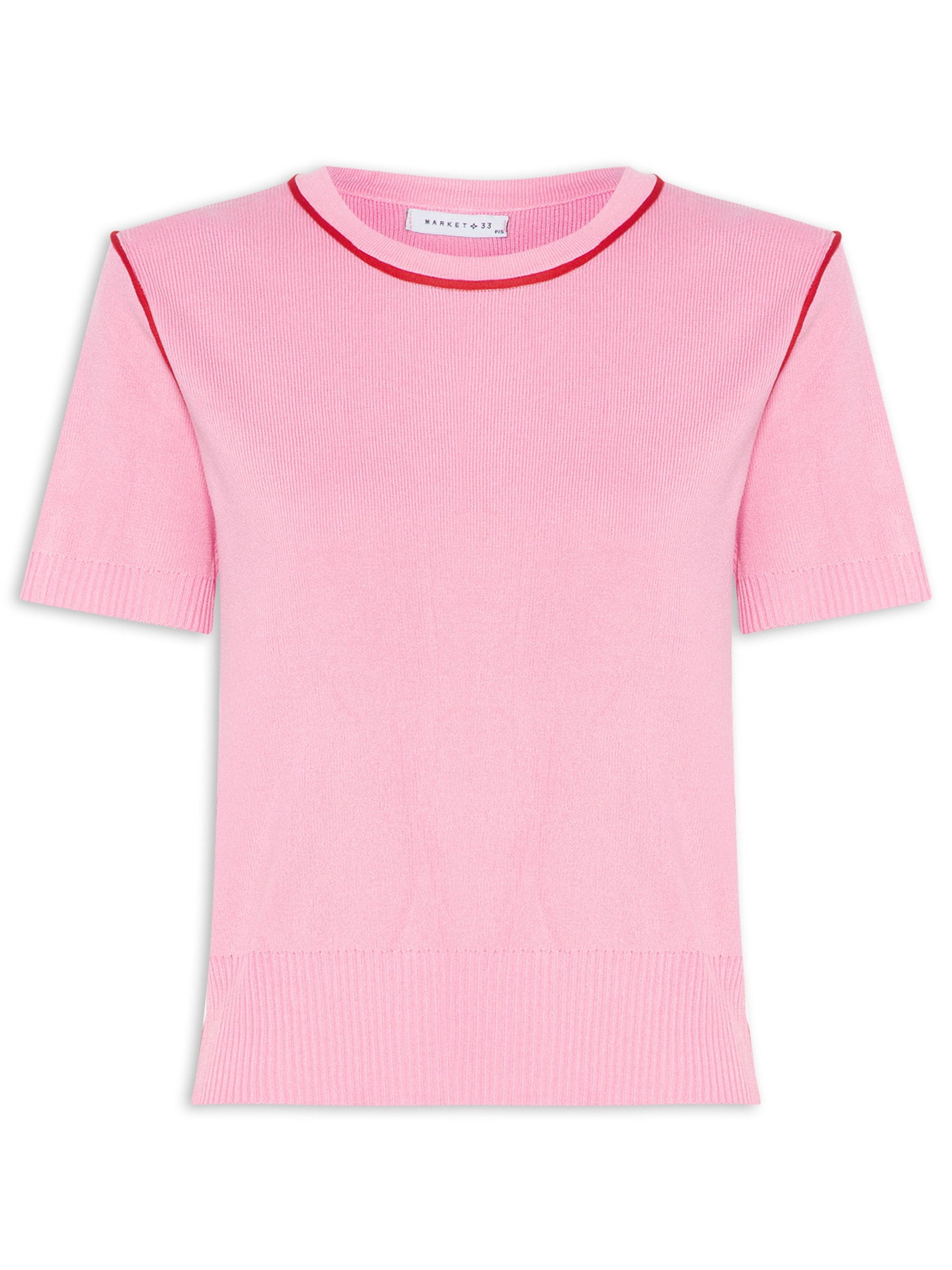 Blusa Feminina De Tricot Bicolor Rosa Market 33