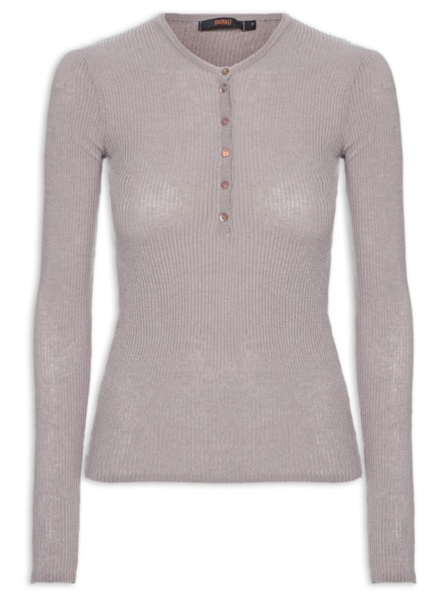 Blusa Feminina De Tricot Botões Portuguesa Color – Bege