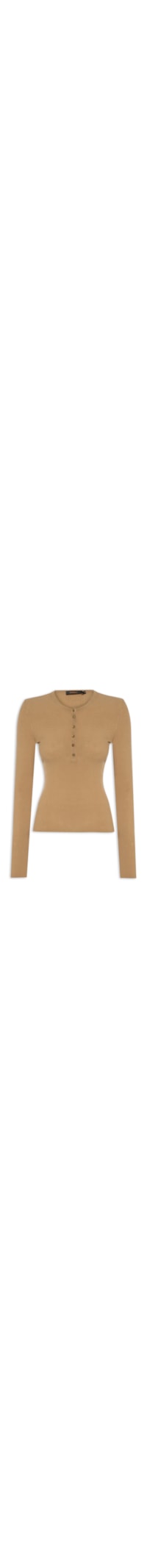 Blusa Feminina De Tricot Botões Portuguesa Color - Marrom