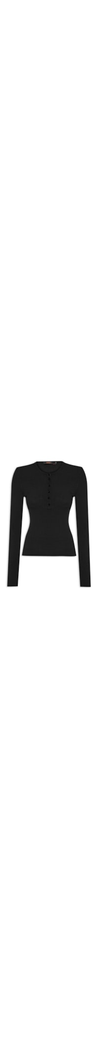 Blusa Feminina De Tricot Botões Portuguesa - Preto