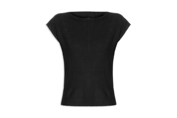 Blusa Feminina De Tricot Canelada - Preto