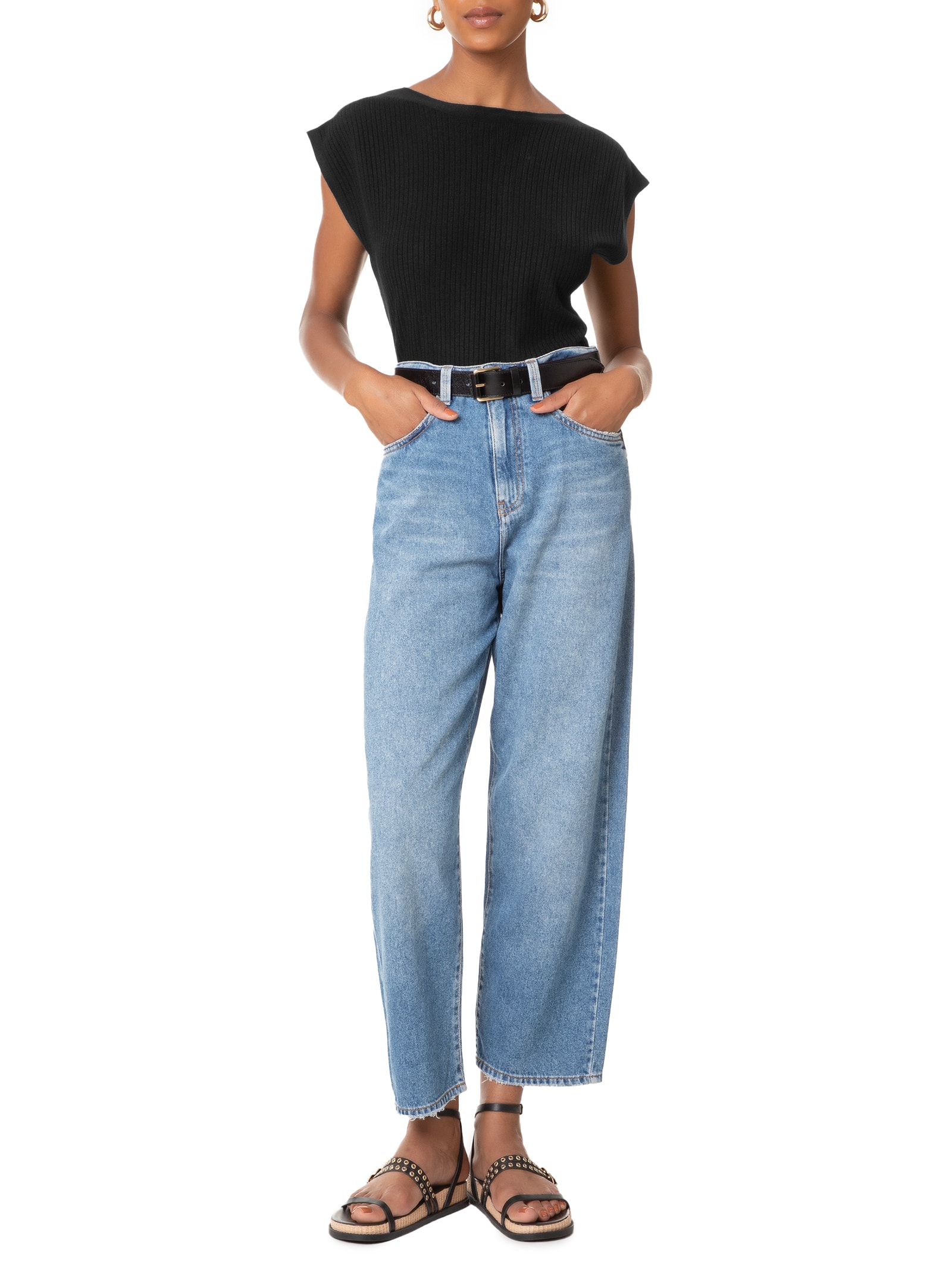 Blusa Feminina De Tricot Canelada Preto '2Essential