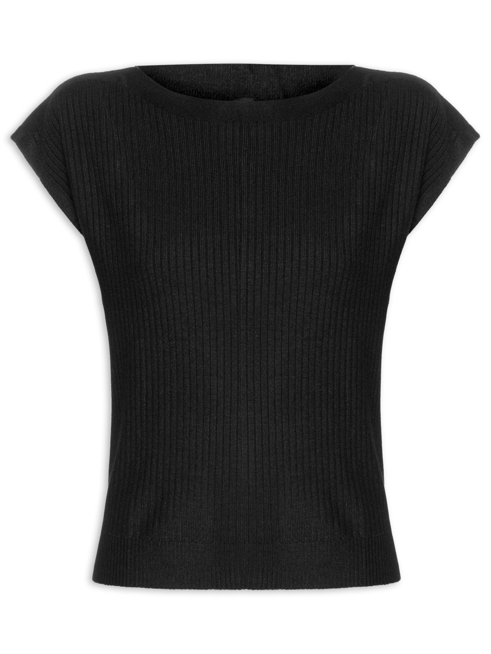 Blusa Feminina De Tricot Canelada Preto '2Essential