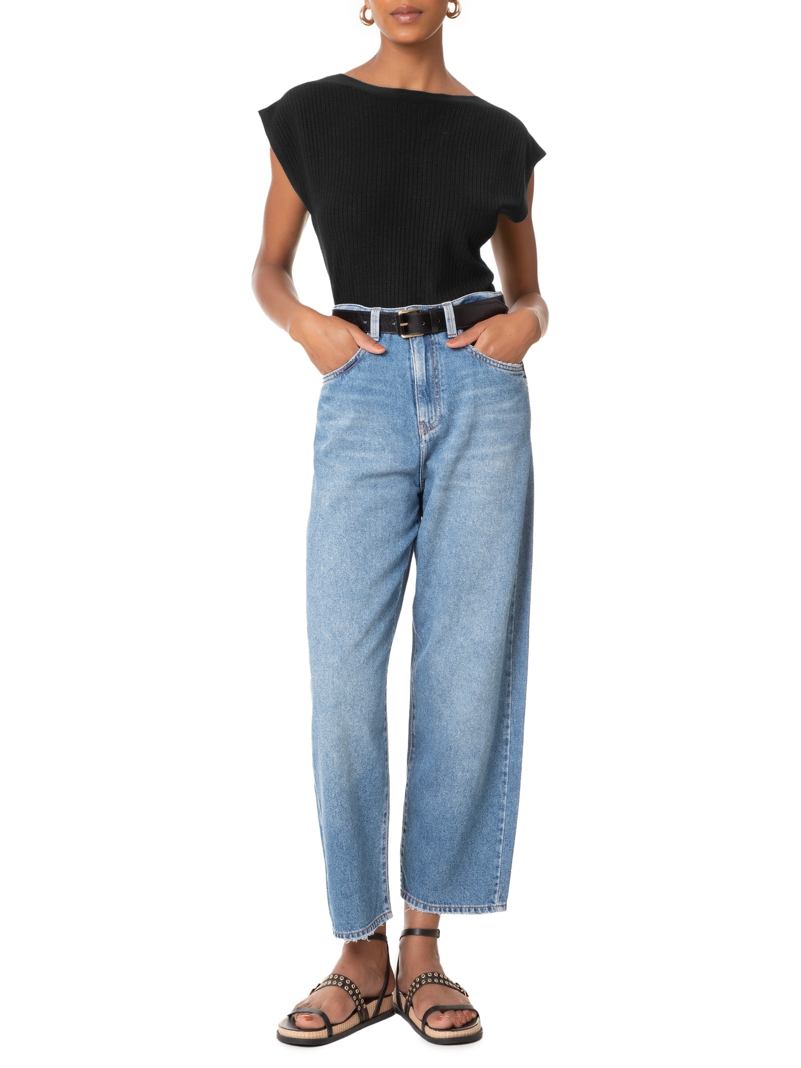 Blusa Feminina De Tricot Canelada Preto '2Essential