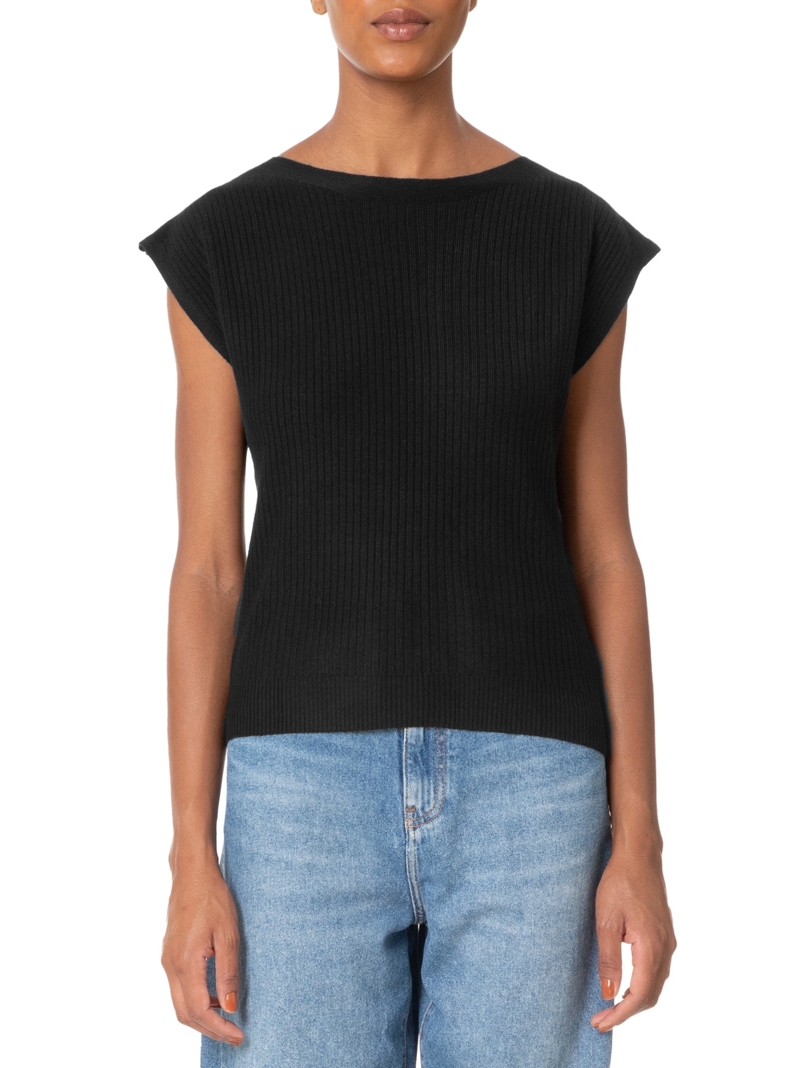 Blusa Feminina De Tricot Canelada Preto '2Essential