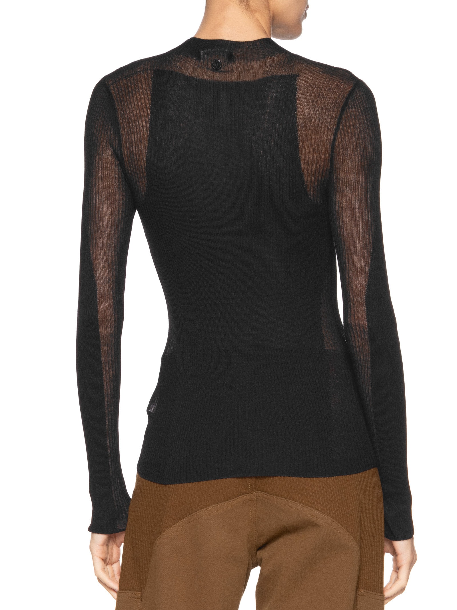 Blusa Feminina De Tricot Canelada Transparência Preto Animale Jeans