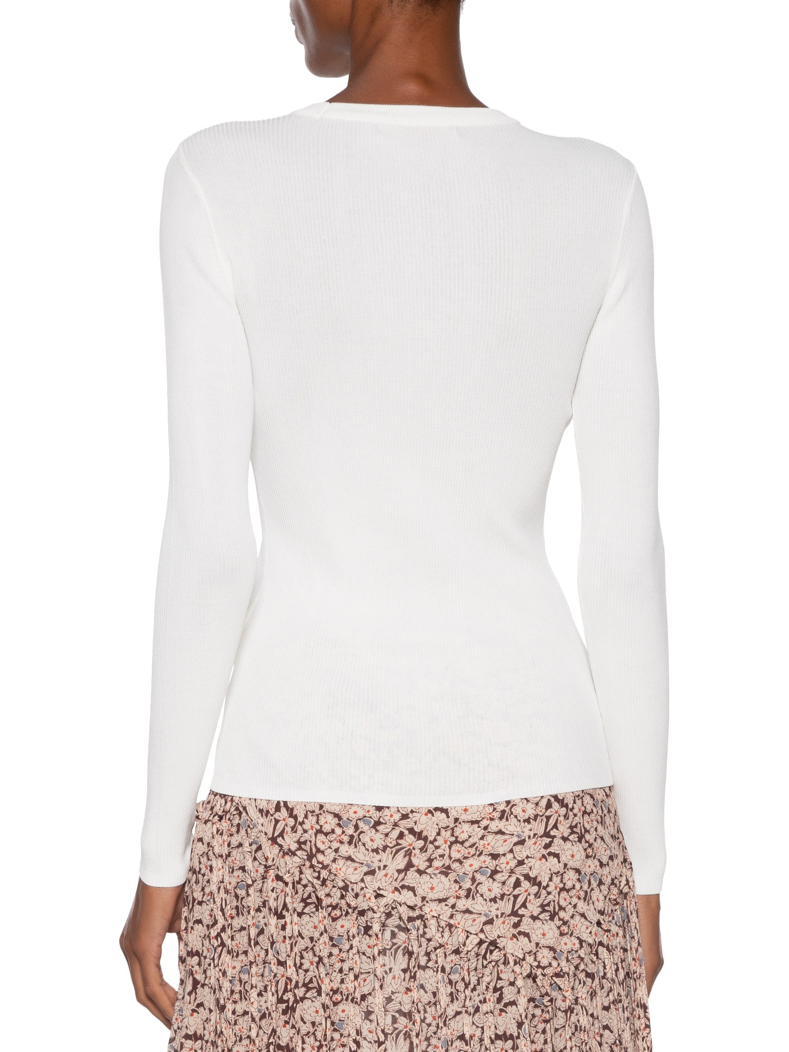 Blusa Feminina De Tricot Canelado Manga Longa Básica Branco Animale