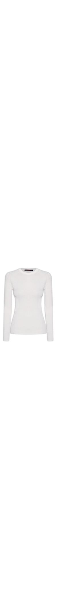 Blusa Feminina De Tricot Canelado Manga Longa Básica - Branco