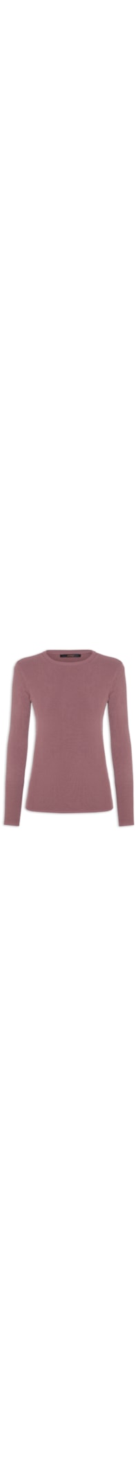 Blusa Feminina De Tricot Canelado Manga Longa Básica - Rosa