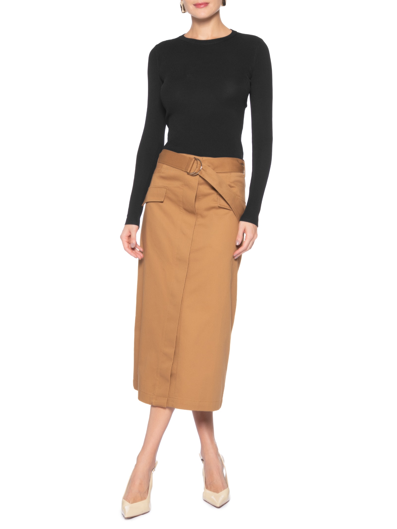 Blusa Feminina De Tricot Canelado Manga Longa Preto Animale