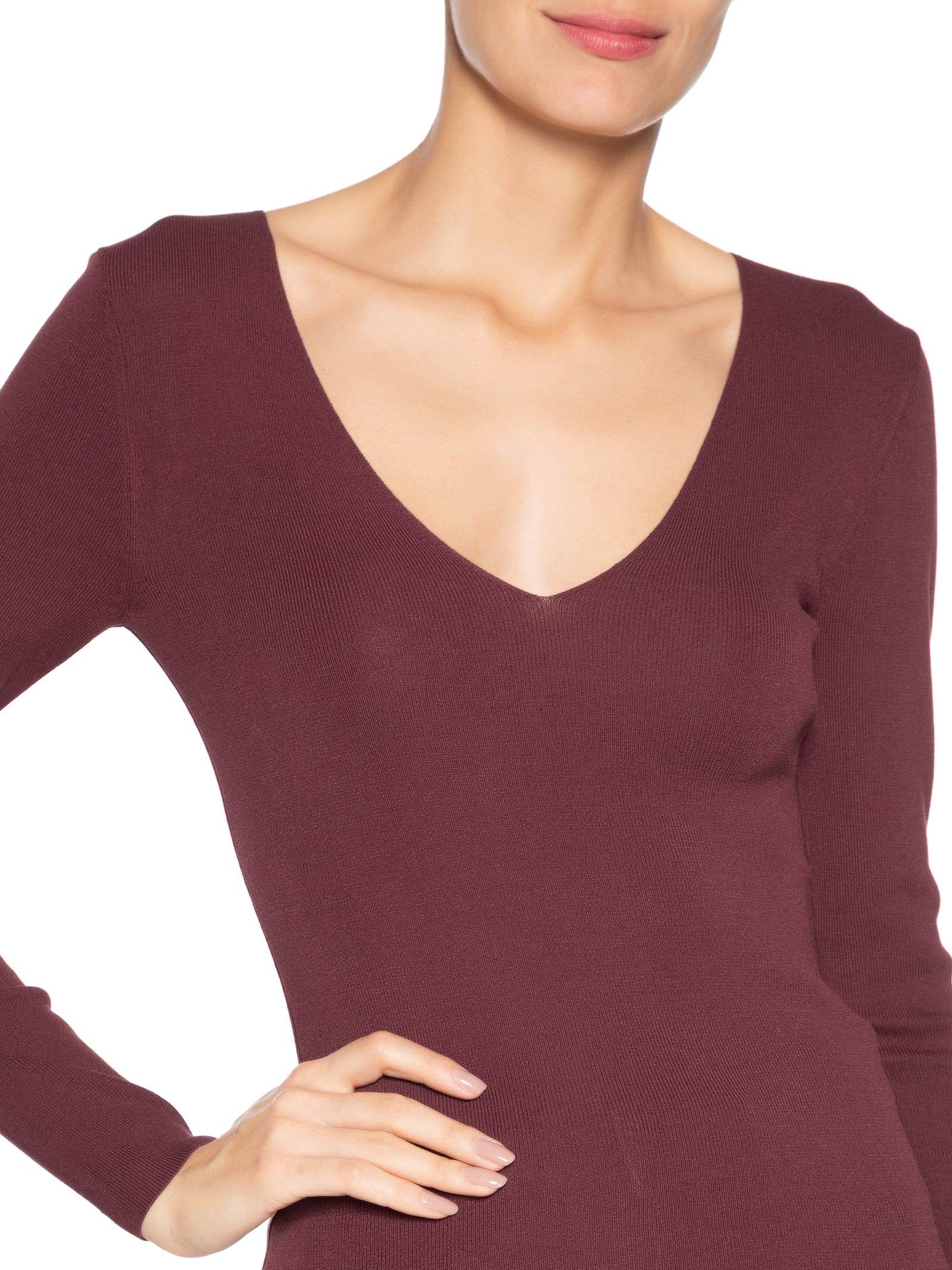 Blusa Feminina De Tricot Com Decote V Vermelho Animale Jeans