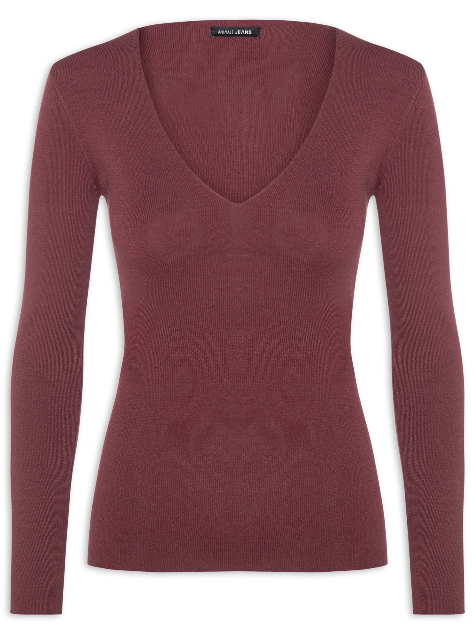 Blusa Feminina De Tricot Com Decote V Vermelho Animale Jeans