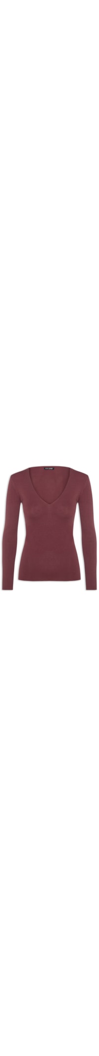 Blusa Feminina De Tricot Com Decote V - Vermelho